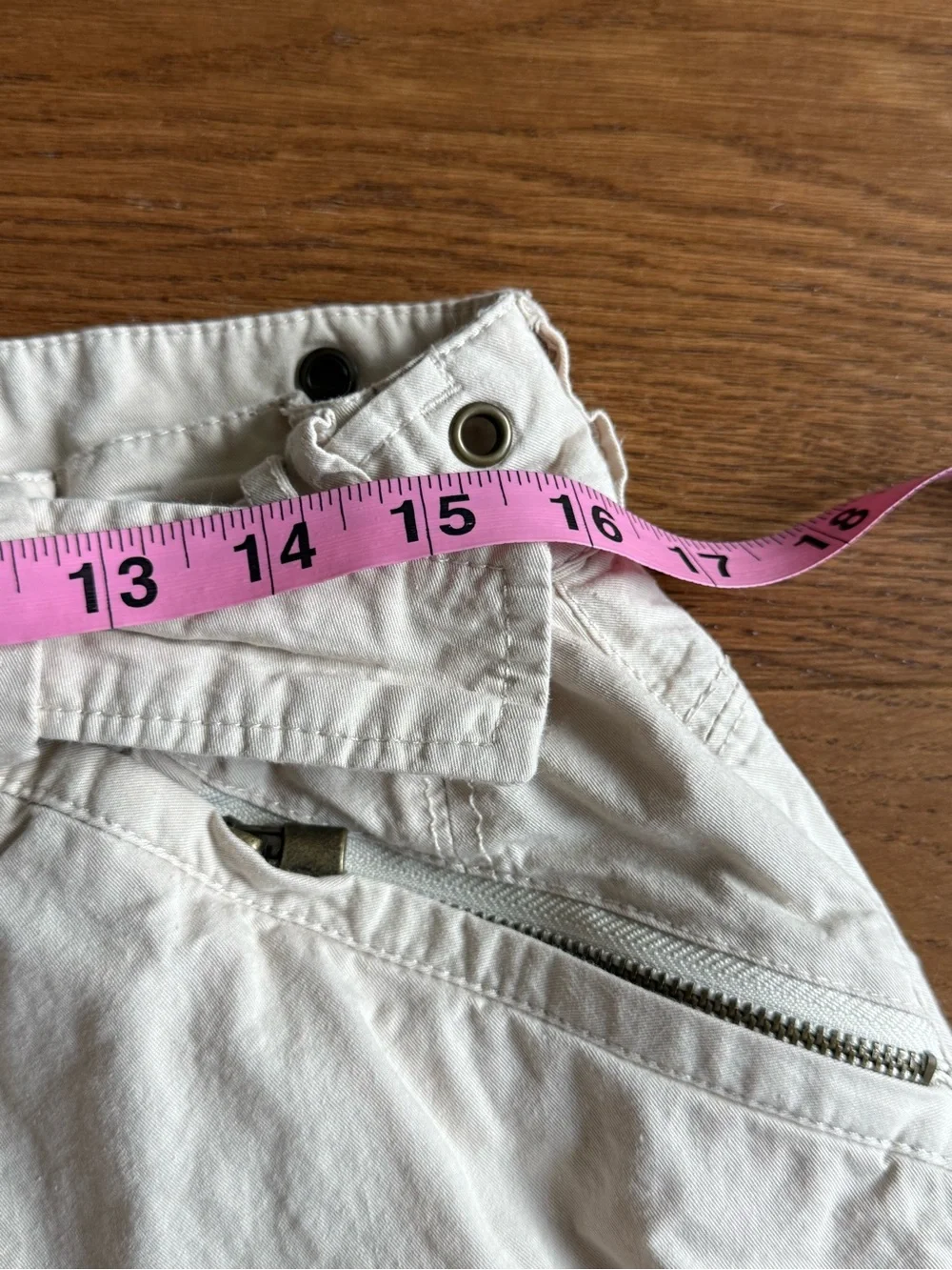 Down East Women's Beige Solid Mini Skirt Zip Closure Buckle Eyelets Size M